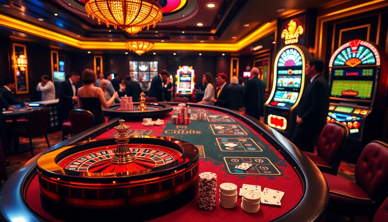 S8-themed casino scene featuring roulette and poker, showcasing vibrant casino excitement.