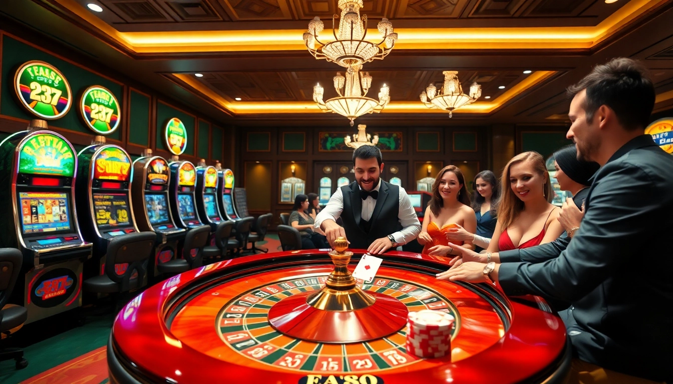 Experience the thrilling atmosphere of the meilleur casino en live with players engaging at a roulette table.