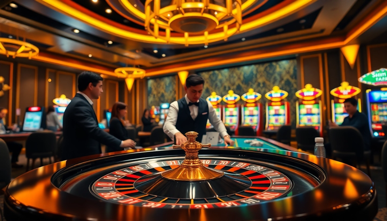 Experience the luxury of Trang chủ Luck8 with casino action featuring a roulette wheel and poker chips.