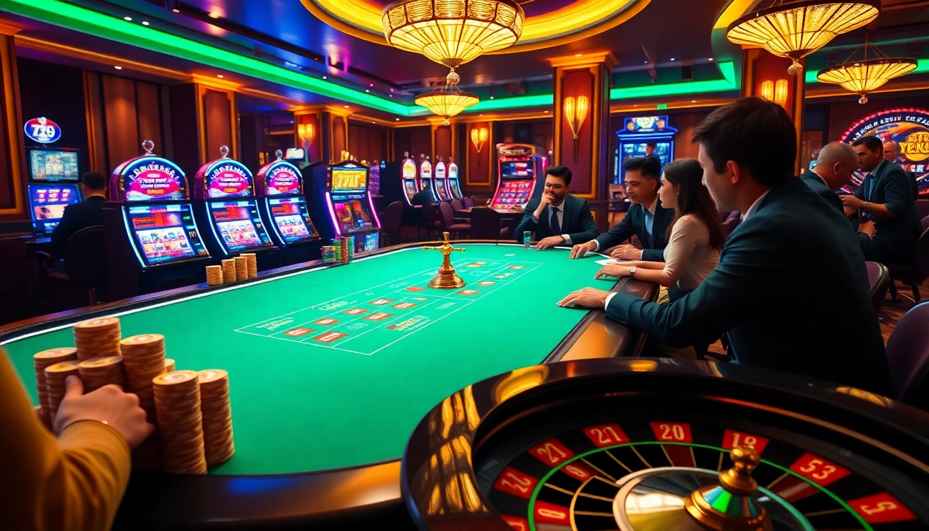 Players enjoying a thrilling poker game at 789 club in a luxurious casino setting.