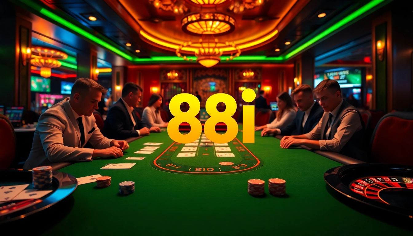 Exciting poker game scene at 88i casino, showcasing dynamic gameplay and vibrant atmosphere.