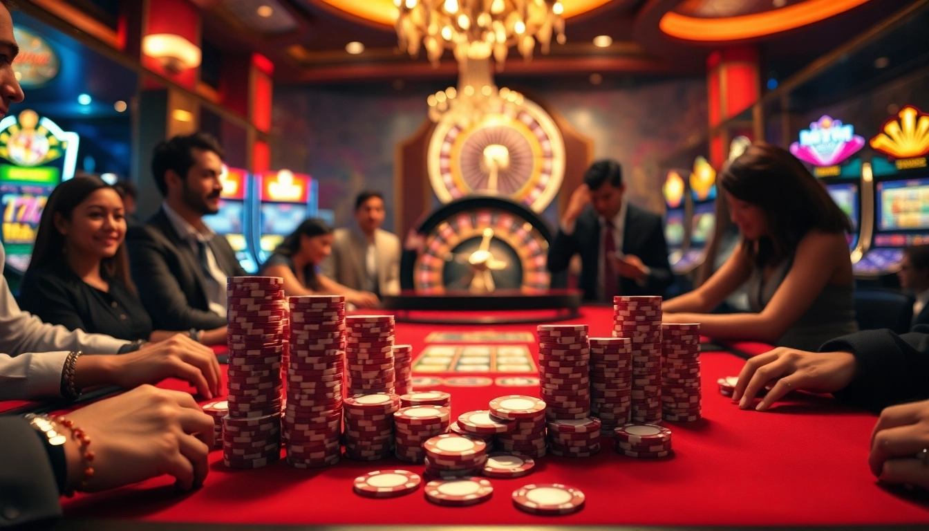 Exciting scene at 789P Casino with poker chips and playing cards enhancing the gaming atmosphere.