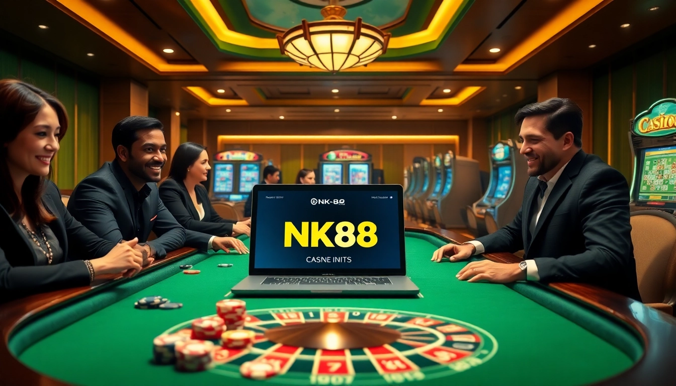 Players enjoying high-stakes games at NK88, a premier online casino platform.