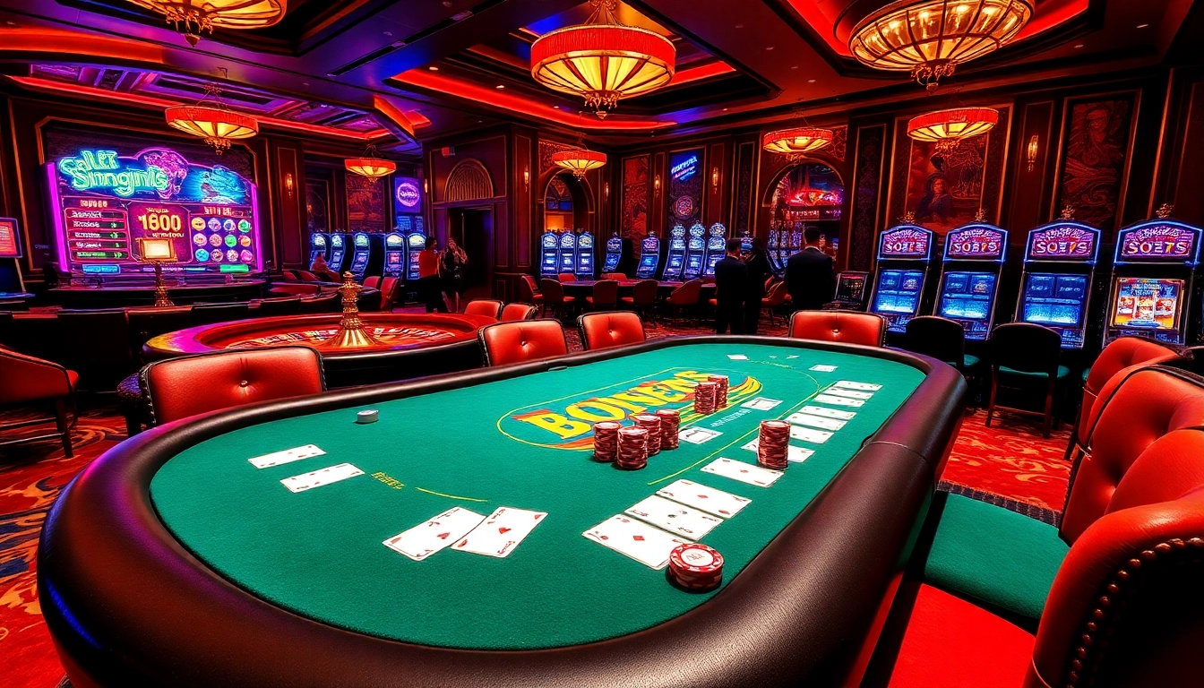 Experience the thrill of QQ88COM at a lavish casino featuring poker tables and slot machines.